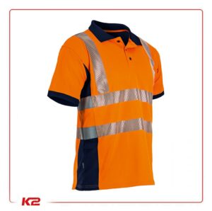 Polo bicolore manches courtes - Maille HV anti-UV UPF 50+